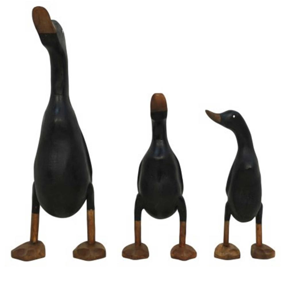Emob Handgemaakte Houten Eend Set - Zwart