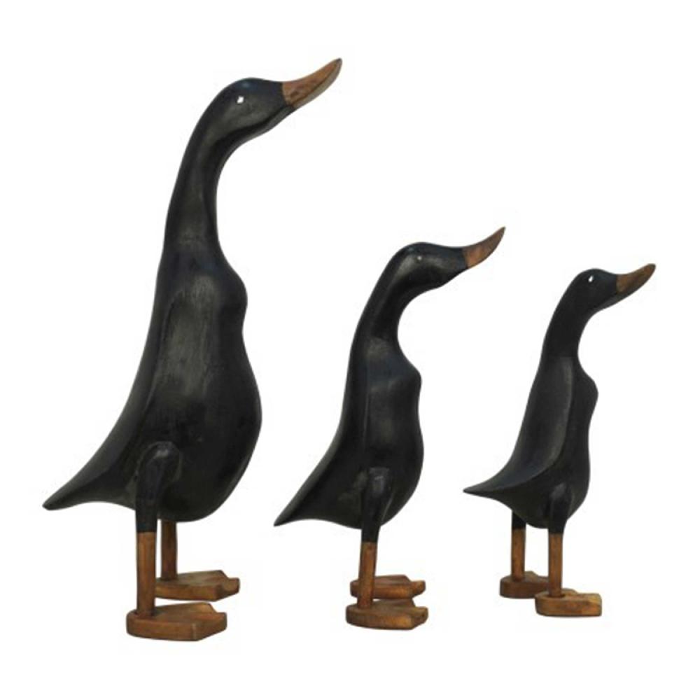 Emob Handgemaakte Houten Eend Set - Zwart