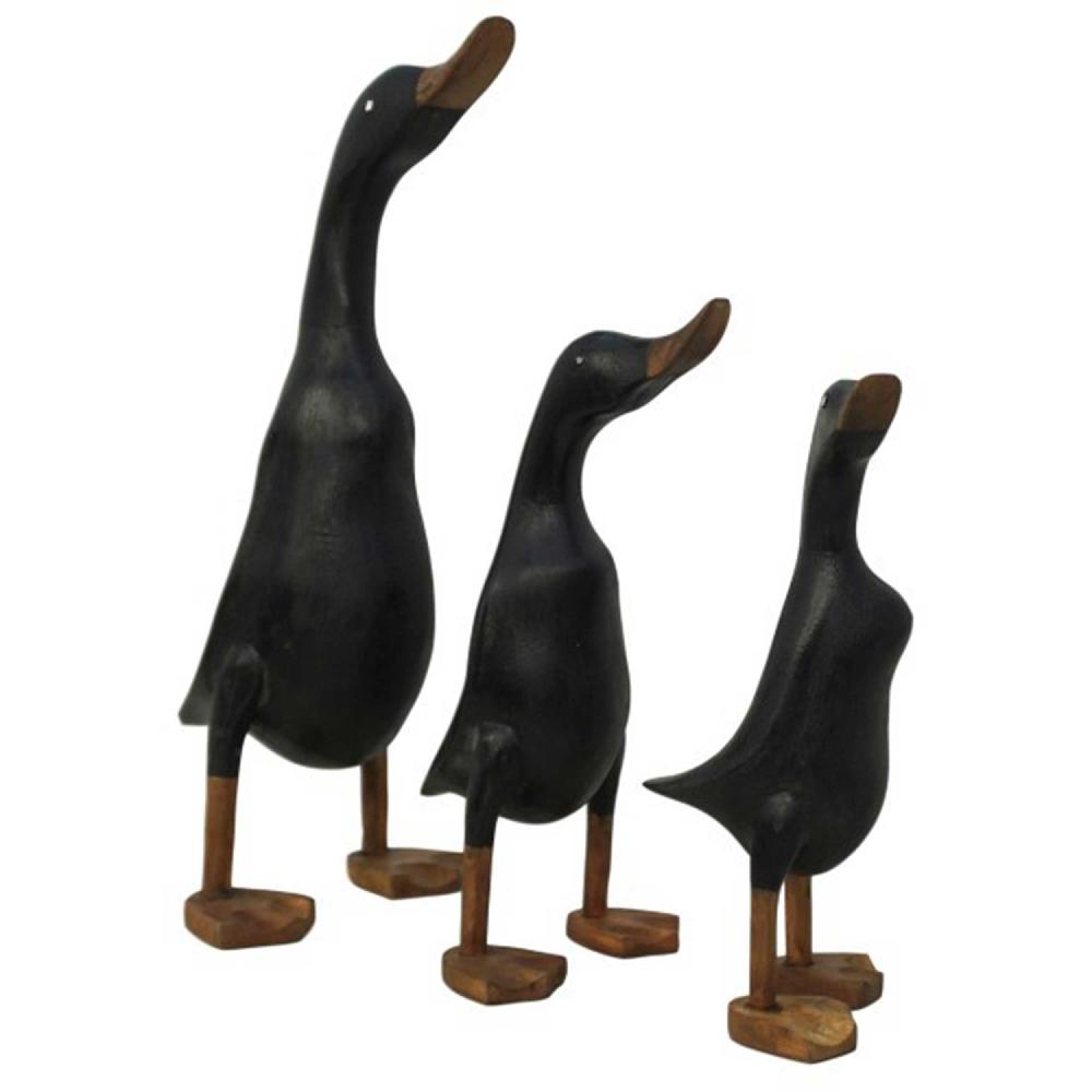 emob Handgemaakte Houten Eend Set - Zwart