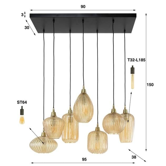 Emob Hanglamp Ambrioso 95 Cm-amber