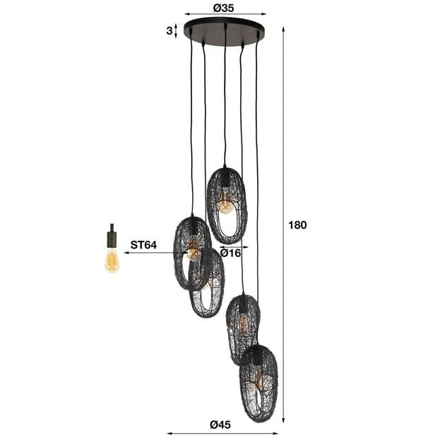 Emob Hanglamp Augen 180 Cm-Artic Zwart
