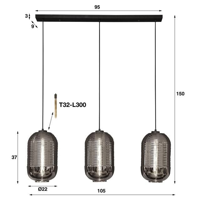 Emob Hanglamp Chimera 105 Cm-Chroom