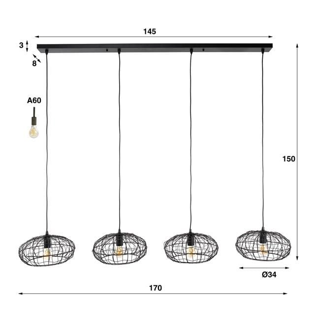 Emob Hanglamp Conny 150 Cm-zwartbruin