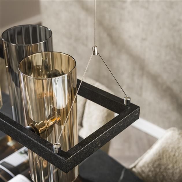 Emob Hanglamp Cylian 130 Cm-amber/chroom Glas