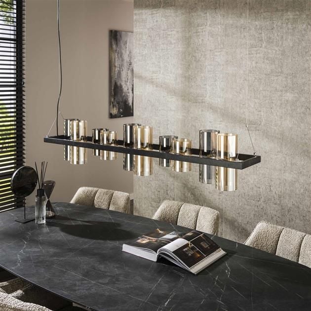 Emob Hanglamp Cylian 130 Cm-amber/chroom Glas