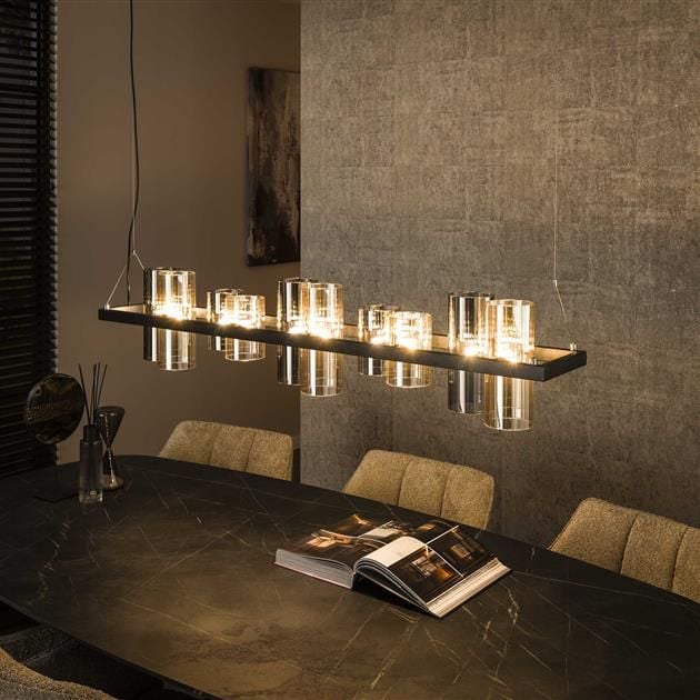 emob Hanglamp Cylian 130 cm-amber/chroom glas