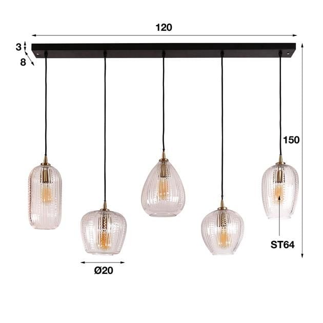 Emob Hanglamp Dina 120 Cm-transparant Glas