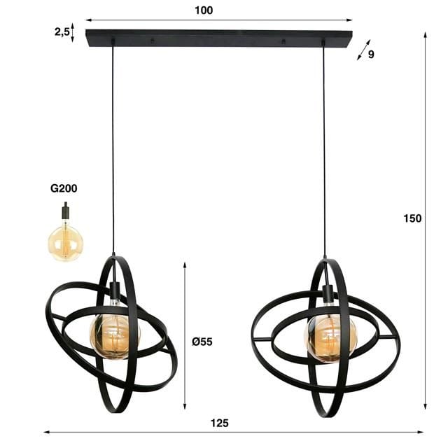 Emob Hanglamp Galore 125 Cm-Artic Black