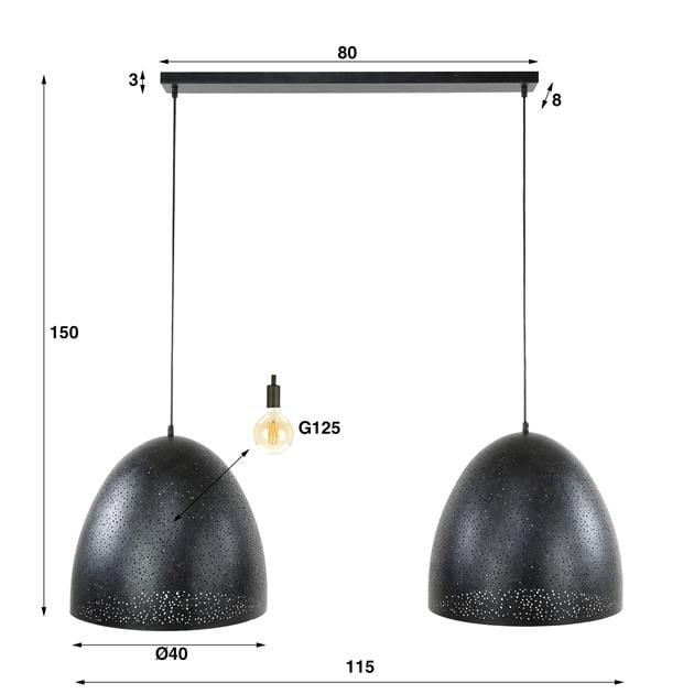Emob Hanglamp Kos 2 Lampkappen-Charcoal