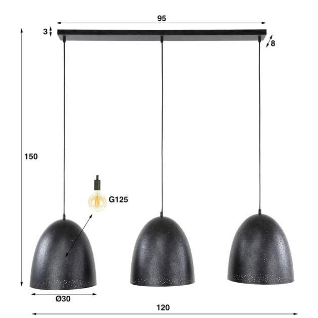 Emob Hanglamp Kos 3 Lampkappen-Charcoal