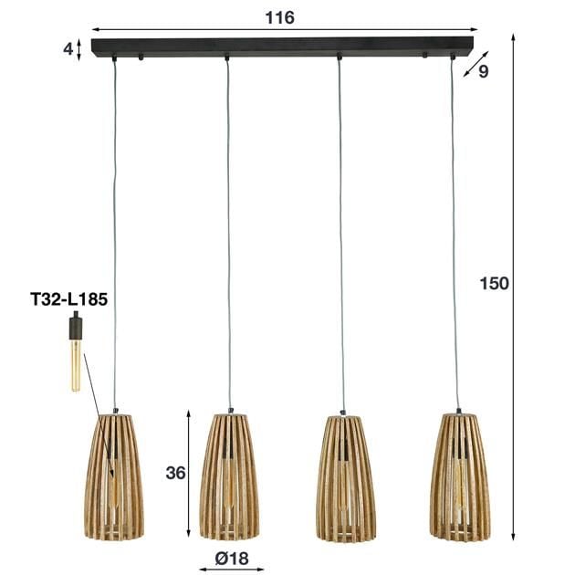 Emob Hanglamp Luminous Aura 135 Cm-massief Mango