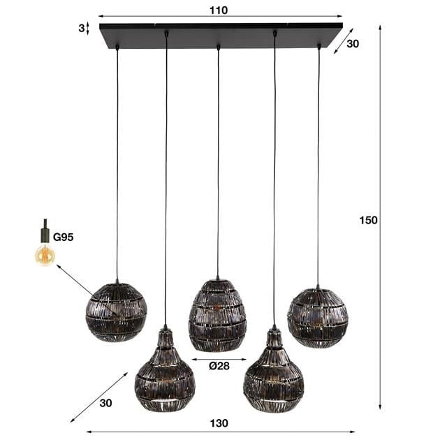 Emob Hanglamp Shannon 130 Cm-zwartbruin