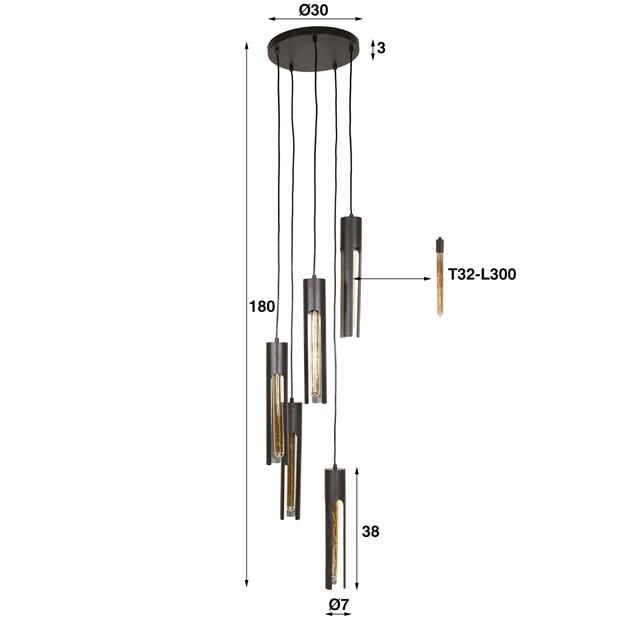 Emob Hanglamp Tauriel 180 Cm-Artic Zwart