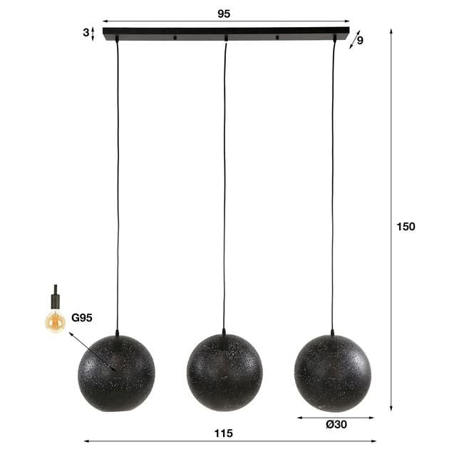 Emob Hanglamp Zeppos 115 Cm-Artic Black