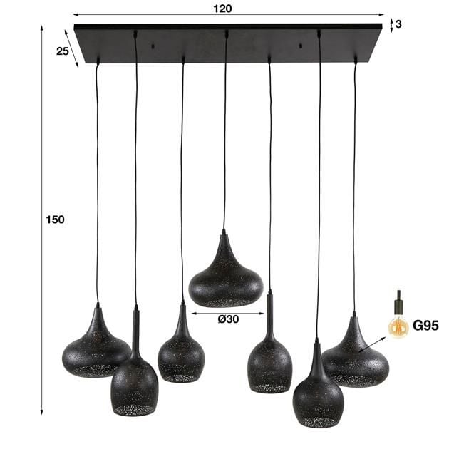 Emob Hanglamp Zeppos 120 Cm-Artic Zwart