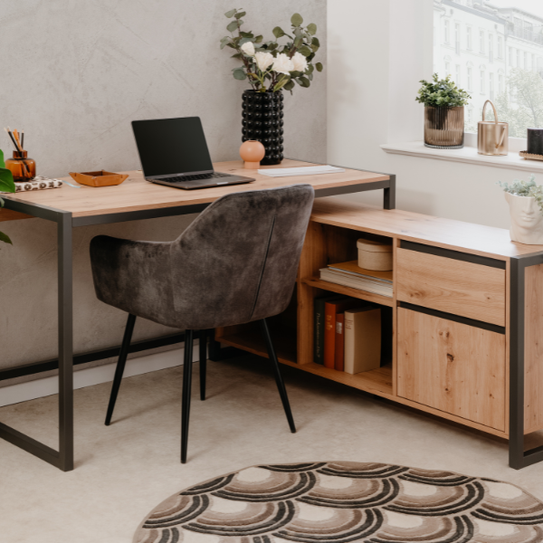 emob Hoekbureau Dailana-artisanale eik/antraciet