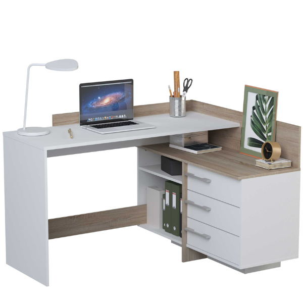 Emob Hoekbureau Thalita-geborstelde Eik/ Mat Wit