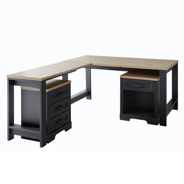 Emob Hoekdeel Voor Bureau Samine - Grafiet/eik