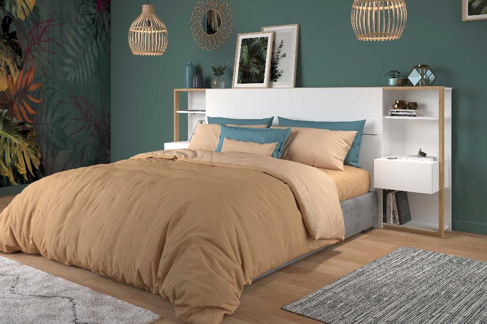 Emob Hoofdeinde Stamp 2 Lades - Wit/artisan Eik