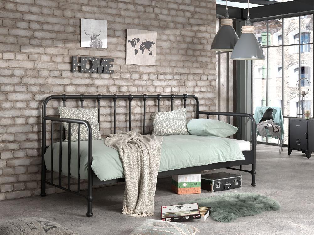 Emob Kajuitbed Bronxx Metaal 90x200 - Matzwart