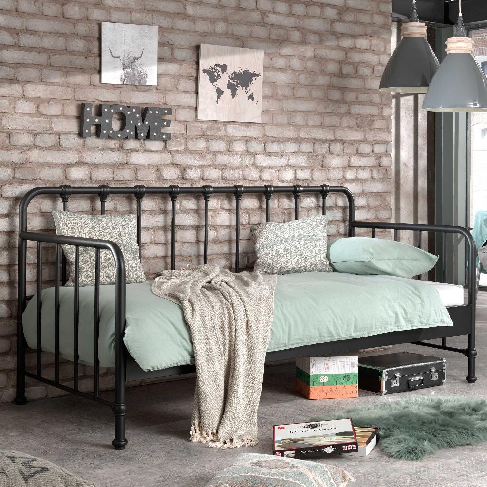 emob Kajuitbed Bronxx metaal 90x200 - matzwart