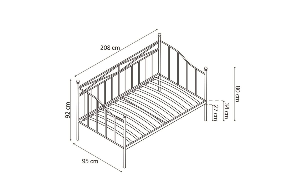 Emob Kajuitbed Sablo Metaal 90x200 - Wit