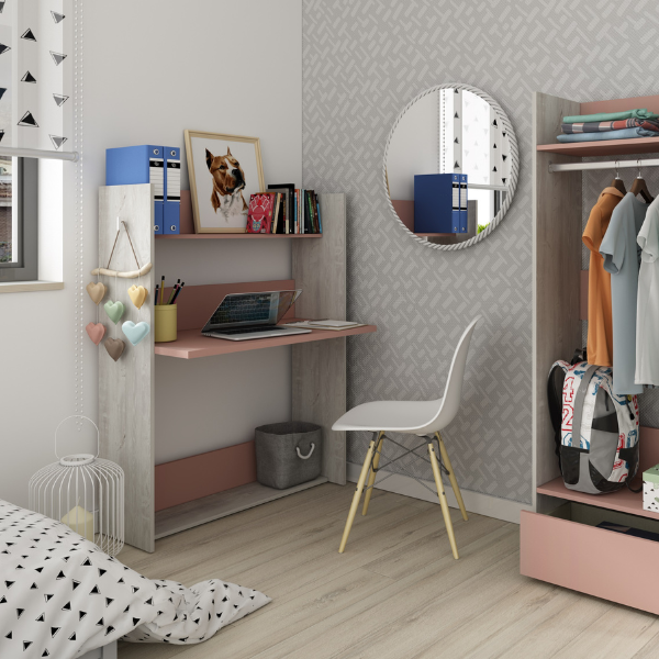 Emob Kast Met Bureaublad Bo0 - Grenen/ Oudroze