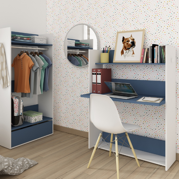 Emob Kast Met Bureaublad Bo0 - Wit/ Blauw