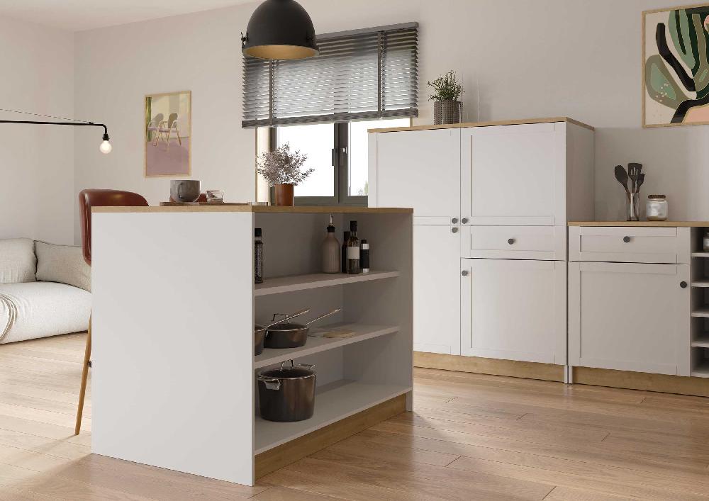 Emob Keukeneiland Cottage - 120x75x92cm - Wit/eikdecor