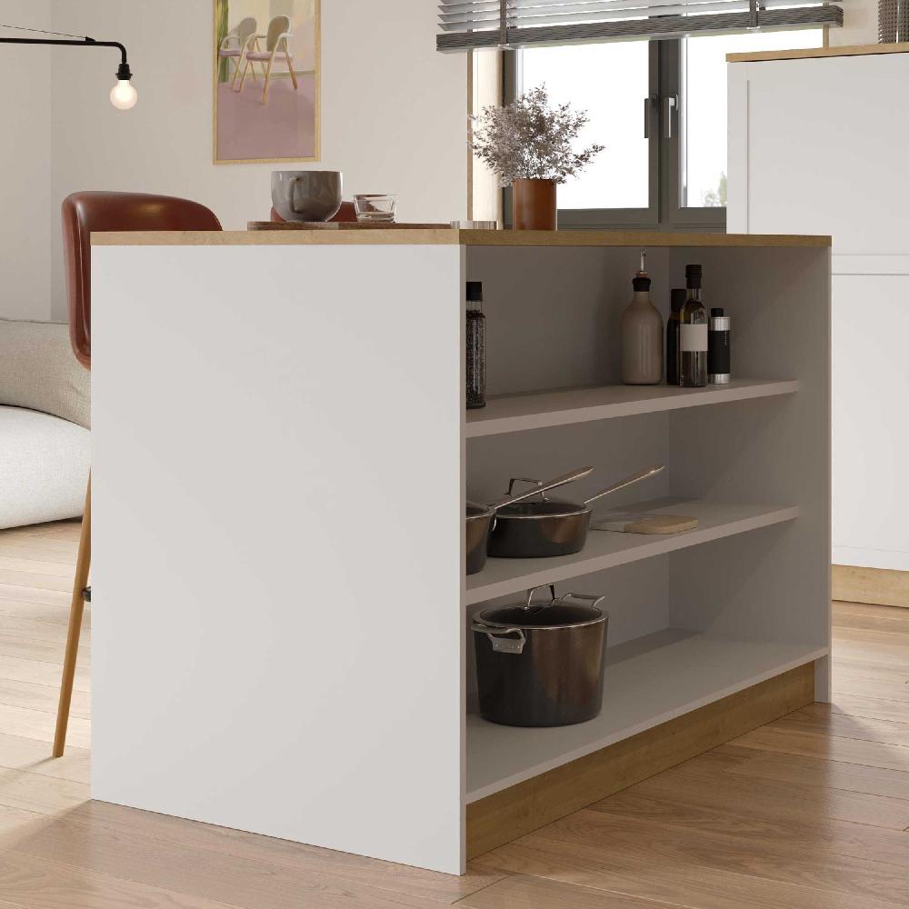 emob Keukeneiland Cottage - 120x75x92cm - wit/eikdecor