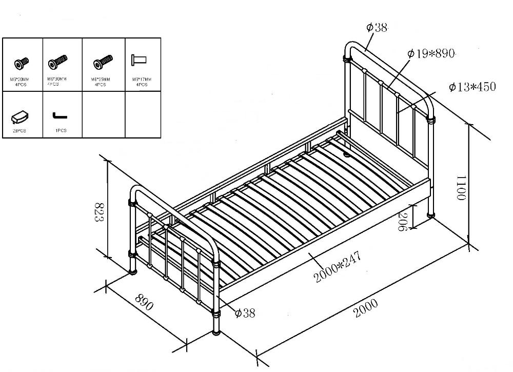 Emob Kinderbed New York 90x200cm Metaal - Wit