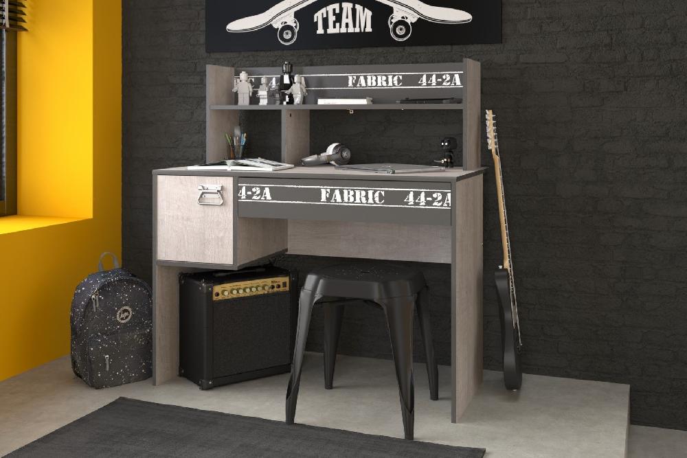 Emob Kinderbureau Fabric Industrieel - Grijs