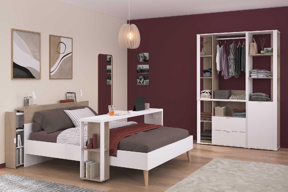 Emob Kolomkast Hardy - 50x40x204cm - Wit/eikdecor