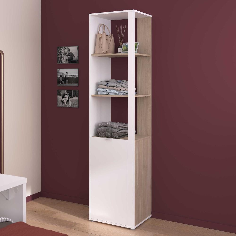 emob Kolomkast Hardy - 50x40x204cm - wit/eikdecor