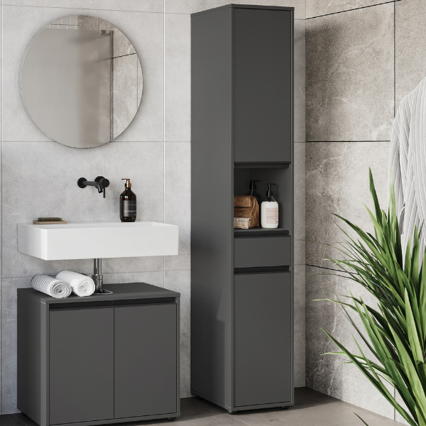 emob Kolomkast Lamon - 2 deuren & 1 lade - antraciet