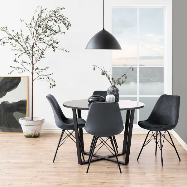 Emob Kuipstoel Irma In Fluweel - Donkergrijs/zwart