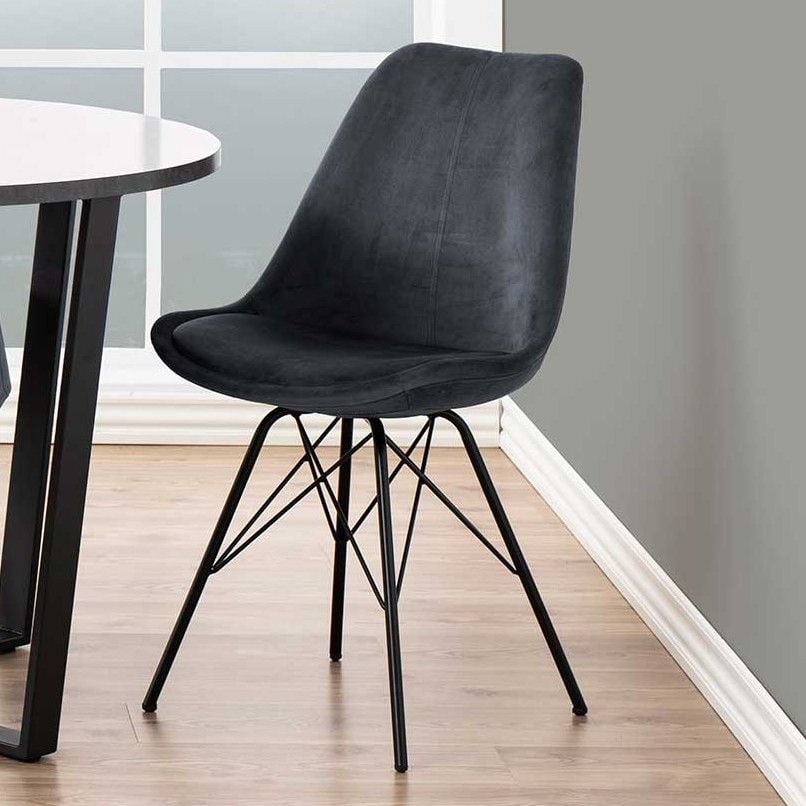emob Kuipstoel Irma in fluweel - donkergrijs/zwart