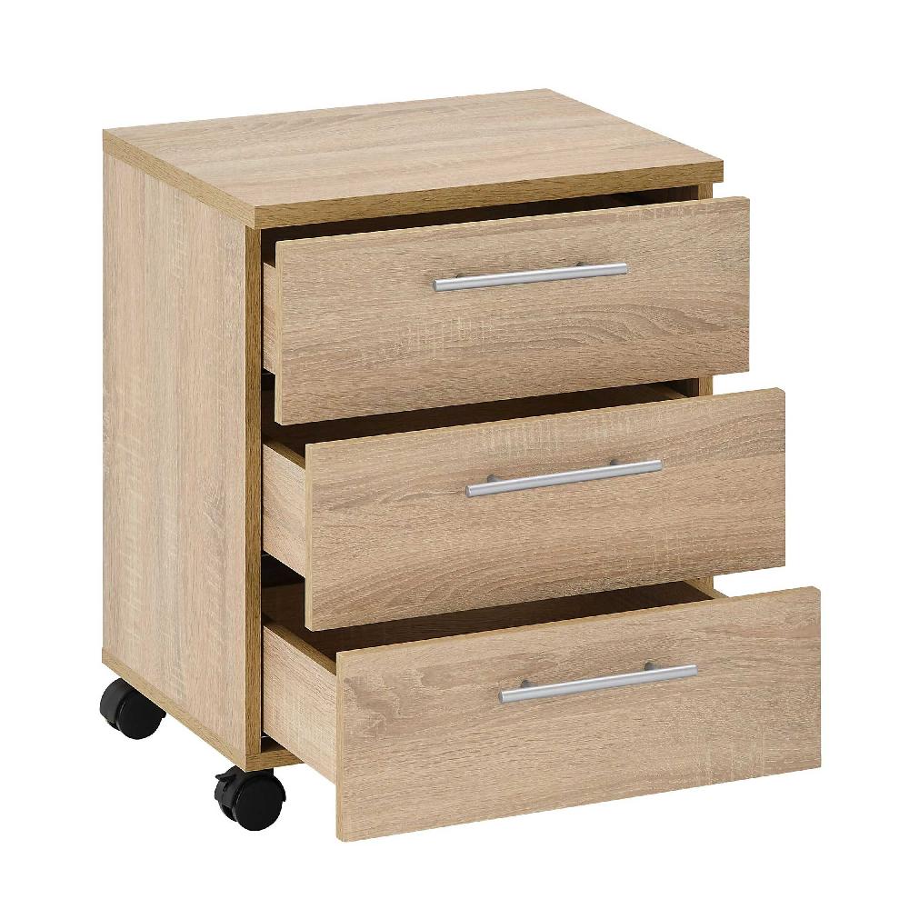 Emob Ladeblok Ben - 3 Lades - Met Wielen - Sonoma Eik