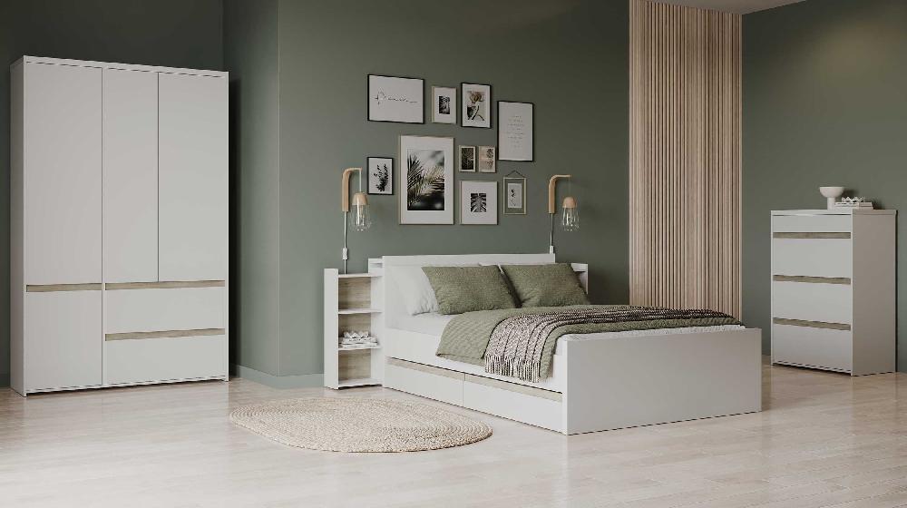 Emob Ladekast Clyde - Met 4 Lades - Wit/eikdecor