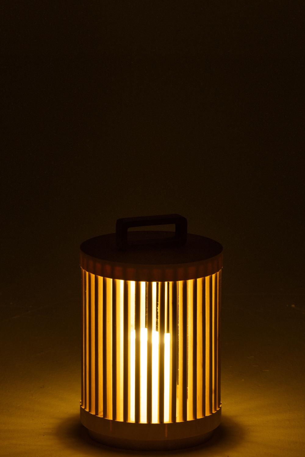 Emob Lamp Cylinder Sparhout/led Naturel Small