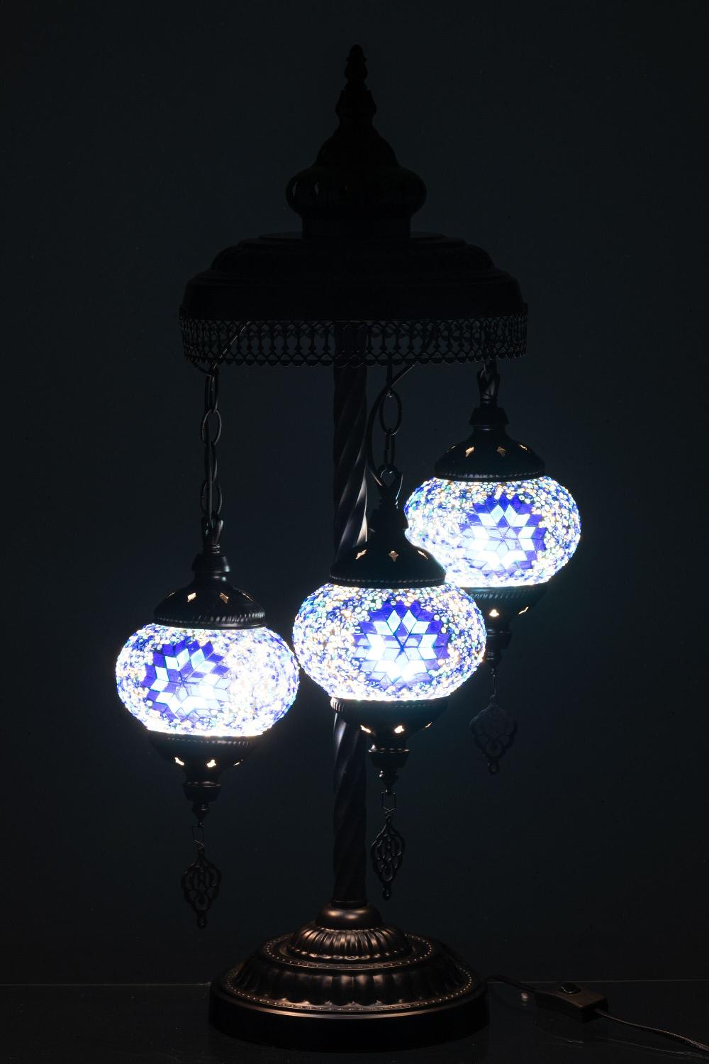 Emob Lamp Mozaiek 3 Gloeilampen Glas/metaal Blauw