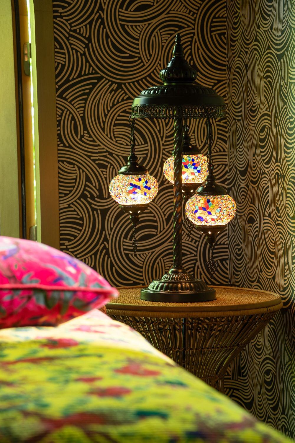 Emob Lamp Mozaiek 3 Gloeilampen Glas/metaal Oranje