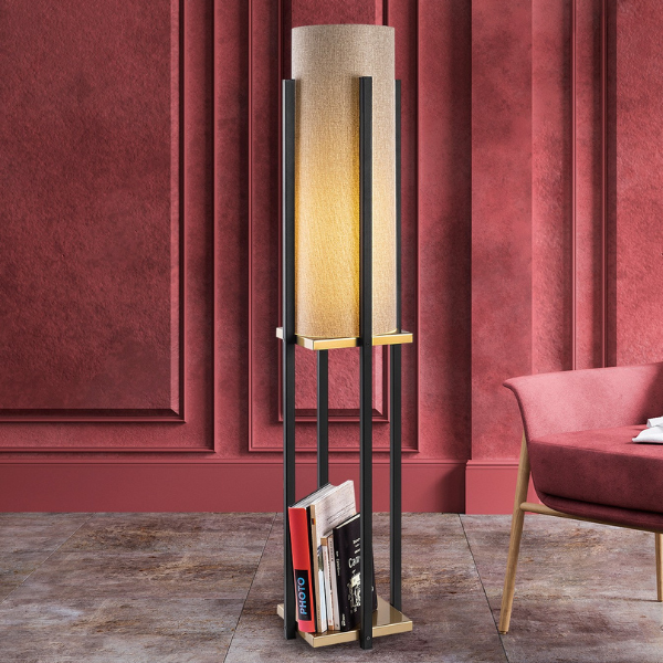 emob Lampana Staande Lamp - Zwart Goud 64 cm Hoogte