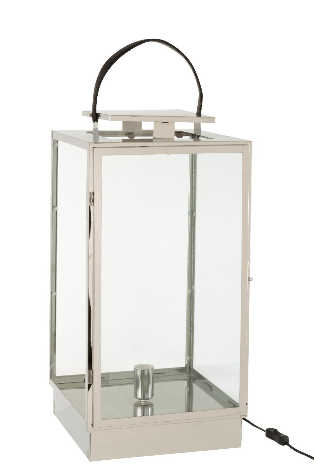 emob Lantaarn lamp metaal/glas zilver