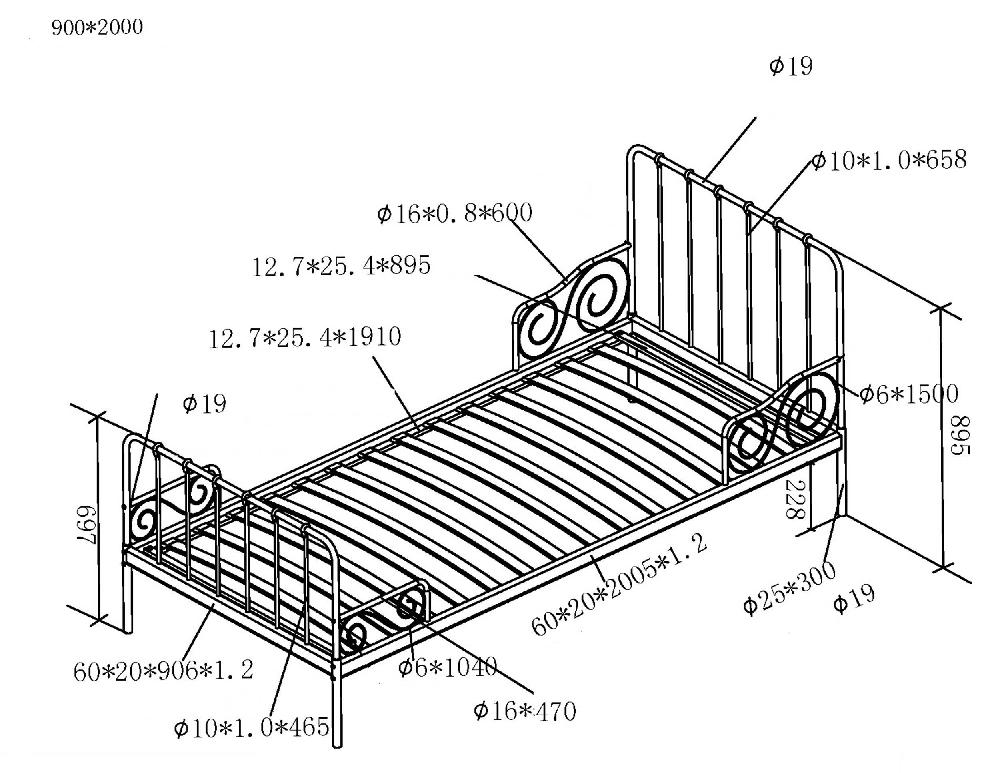 Emob Metalen Bed Alice 90x200 - Wit