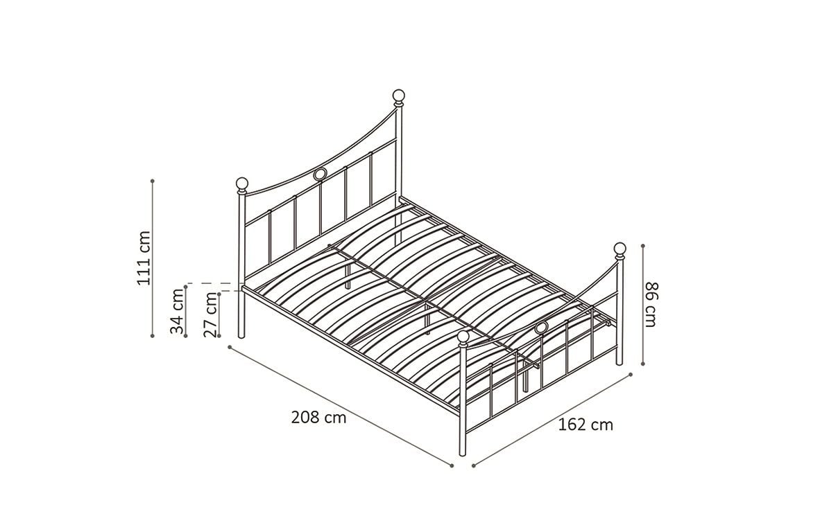 Emob Metalen Bed Liza 160x200 Met Lattenbodem - Wit