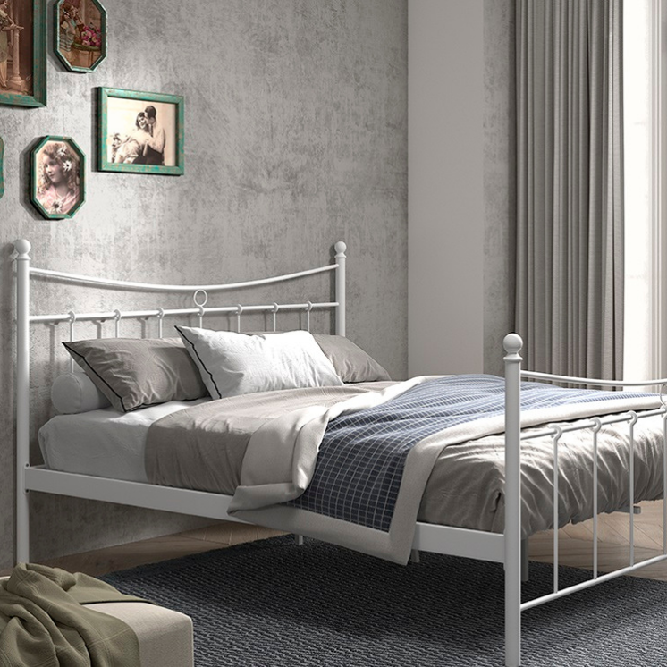 emob Metalen bed Liza 160x200 met lattenbodem - wit