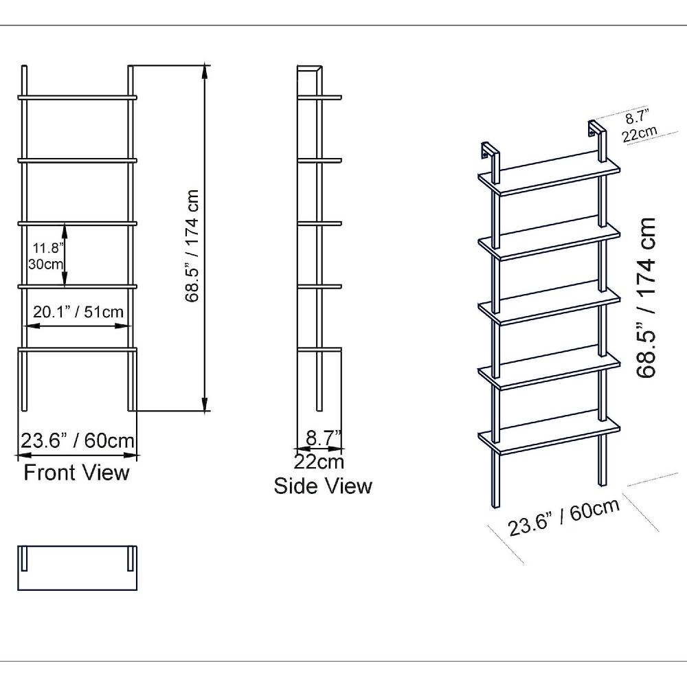 Emob Moderne Zwarte Boekenplank Met Metalen Poten