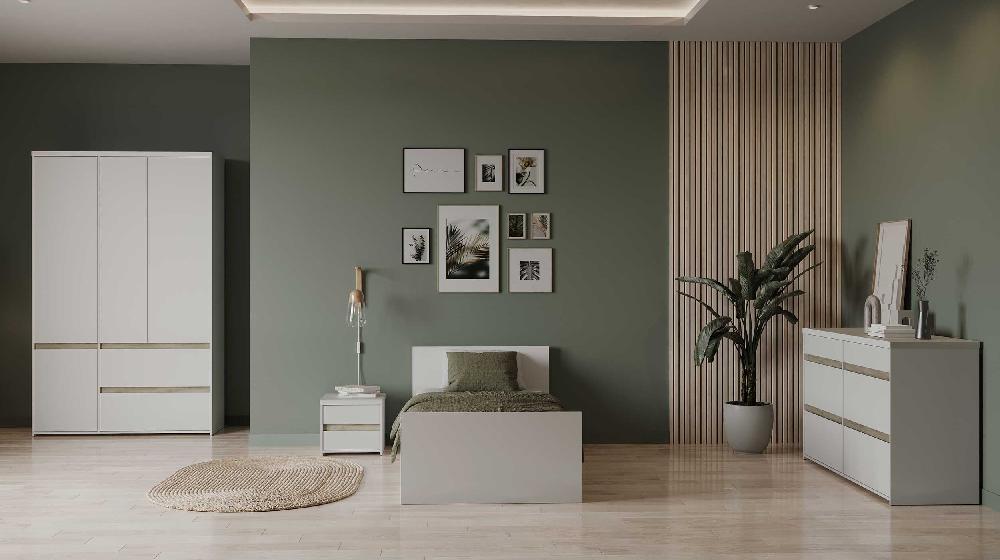 Emob Nachtkastje Clyde - 2 Lades - Wit/eikdecor