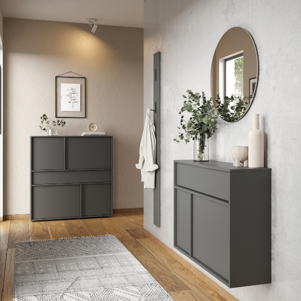 Emob Opbergkast Amika - 4 Deuren & 1 Lade - Grafiet